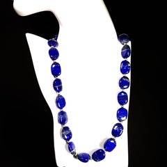 Necklace of Blue Lapis Lazuli nuggets with Silver tone accents