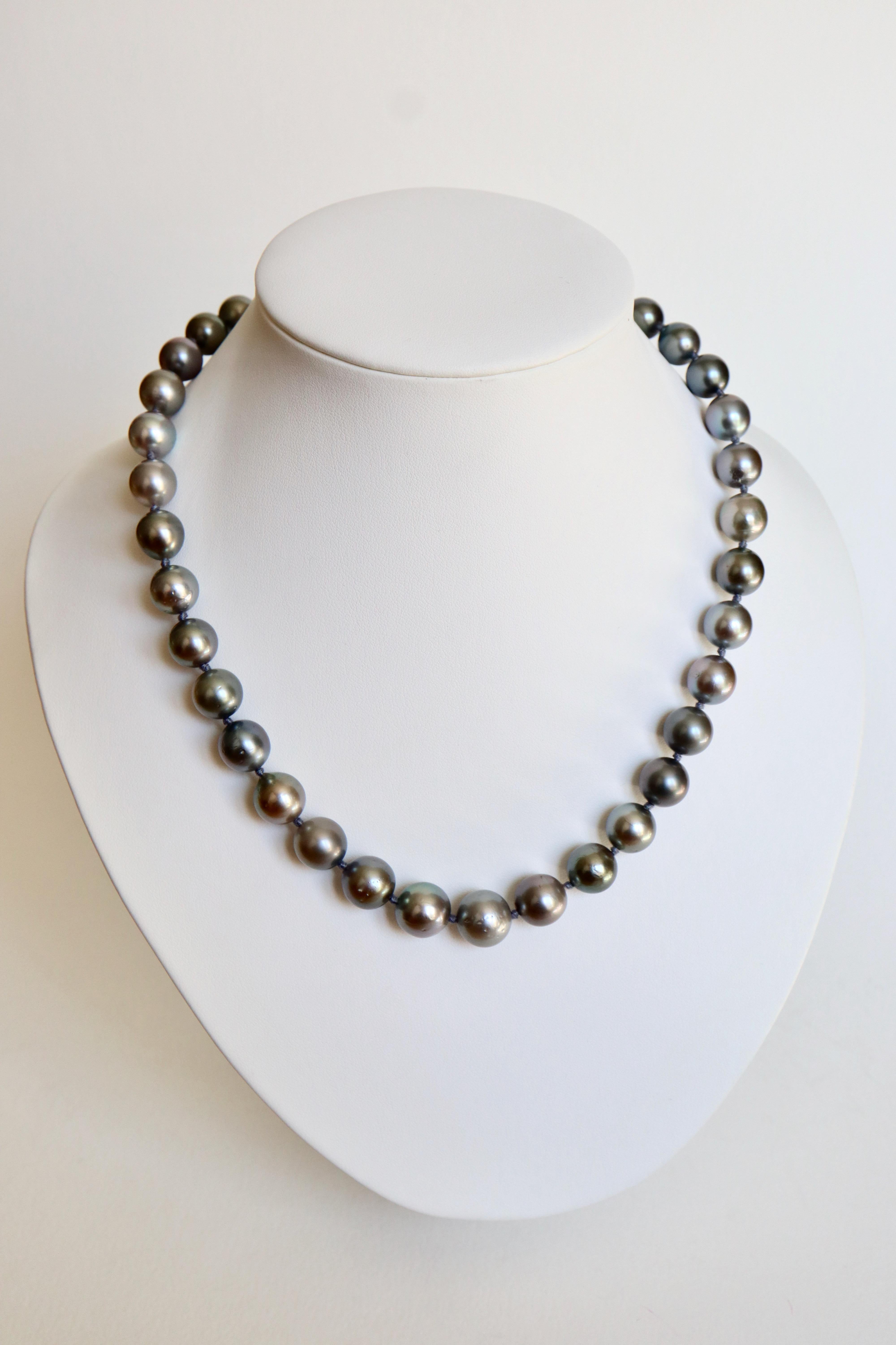 Collana di perle coltivate grigie da 9 mm a 13 mm in vendita 4