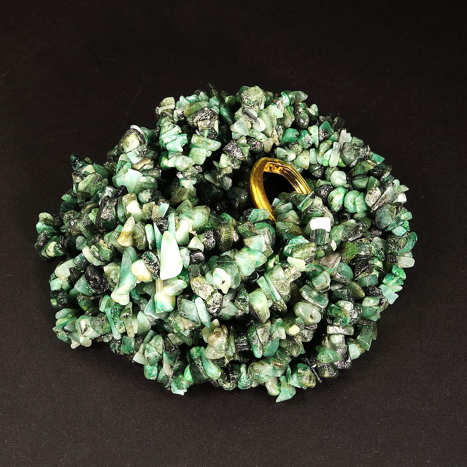 Handmade green Emerald chip necklace consisting of four 33