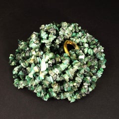 Necklace of green Emerald chips in four continuous strands