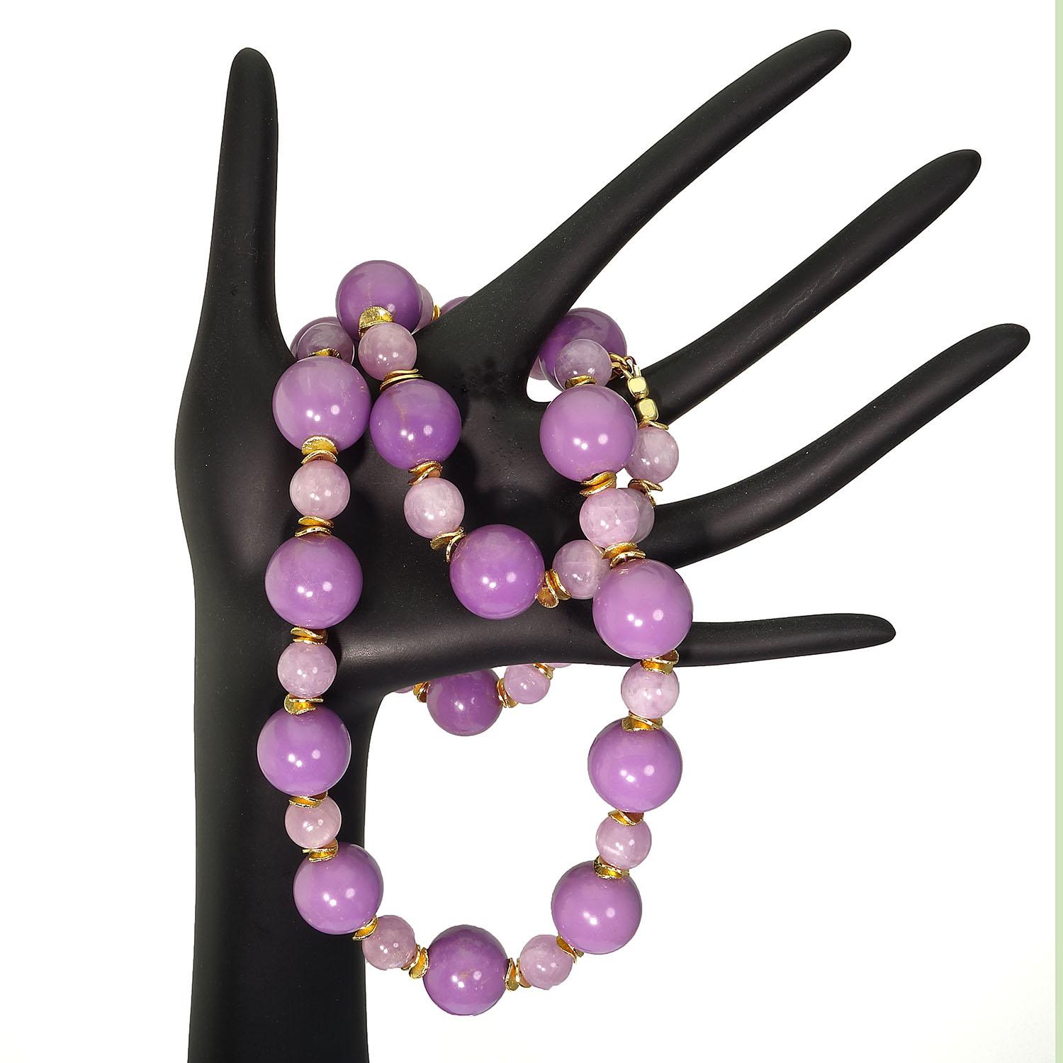  AJD Necklace of Mauve Phosphosiderite and Kunzite Beads with Gold Accents 3