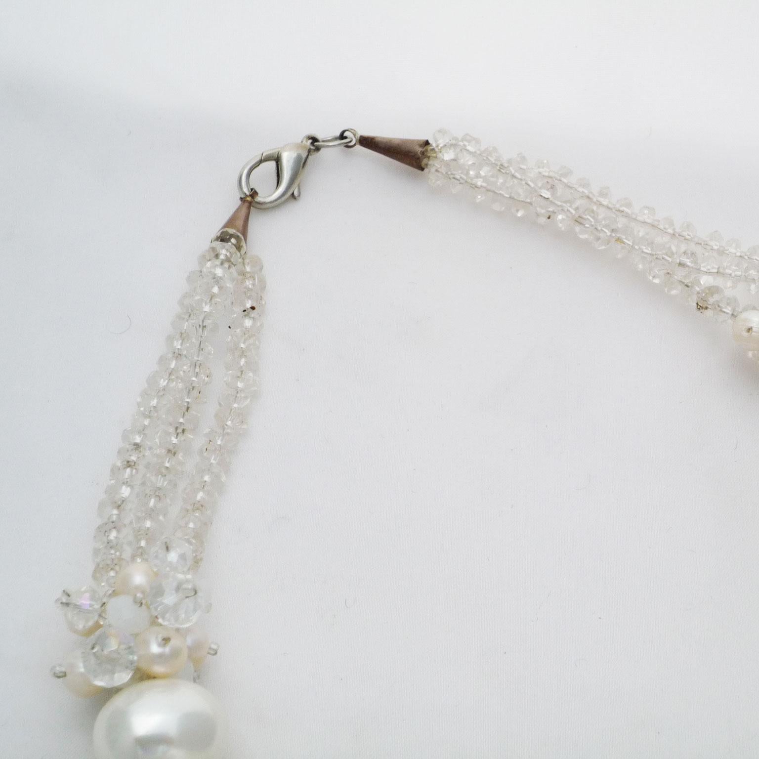 Halskette aus Swarovski-Perlen und Süßwasserperlen, weiß lackiert Damen im Angebot