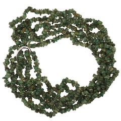 Gemjunky Necklace of Three Continuous Circles of Emerald Chips