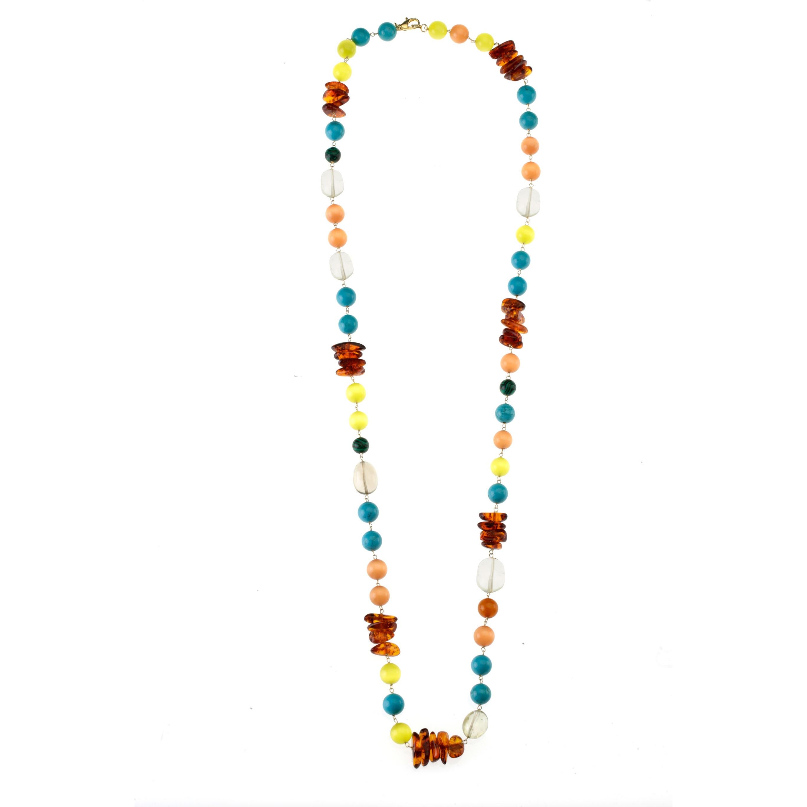 Necklace Opal Turquoise Amber Citrine Long  Vermeille Necklace. You can wear in a double wire as you like. Length 1mt
All Giulia Colussi jewelry is new and has never been previously owned or worn. Each item will arrive at your door beautifully gift