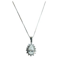 Necklace Pendant Diamond Pear 0.71 Carat Brilliant Cut White Gold 18 Karat