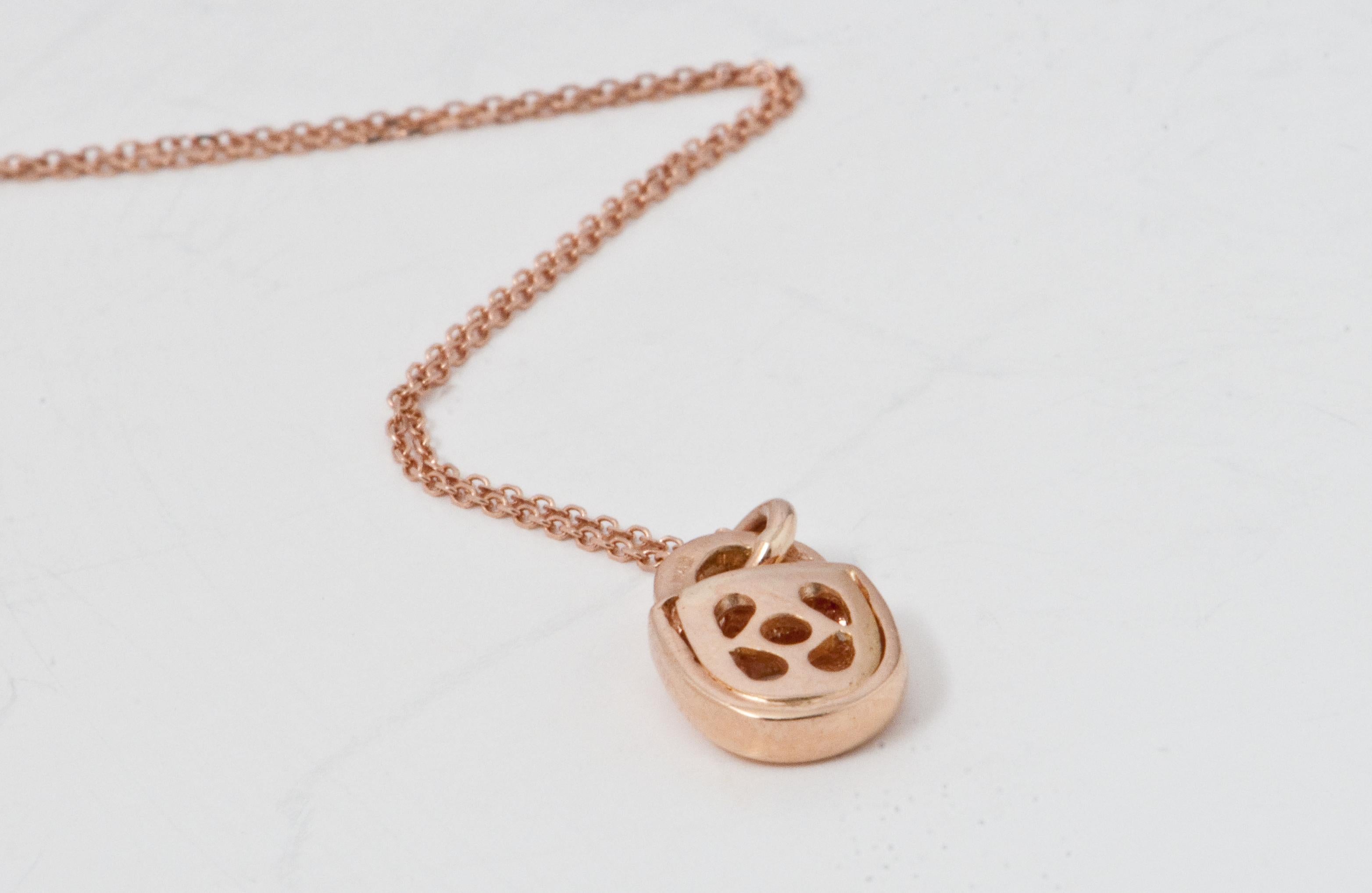 Contemporary  Necklace Pendant Padlock Shape Diamond Rose Gold 18 Karat For Sale