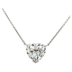 Necklace Platinum Heart Shape Diamond 3.02 carats