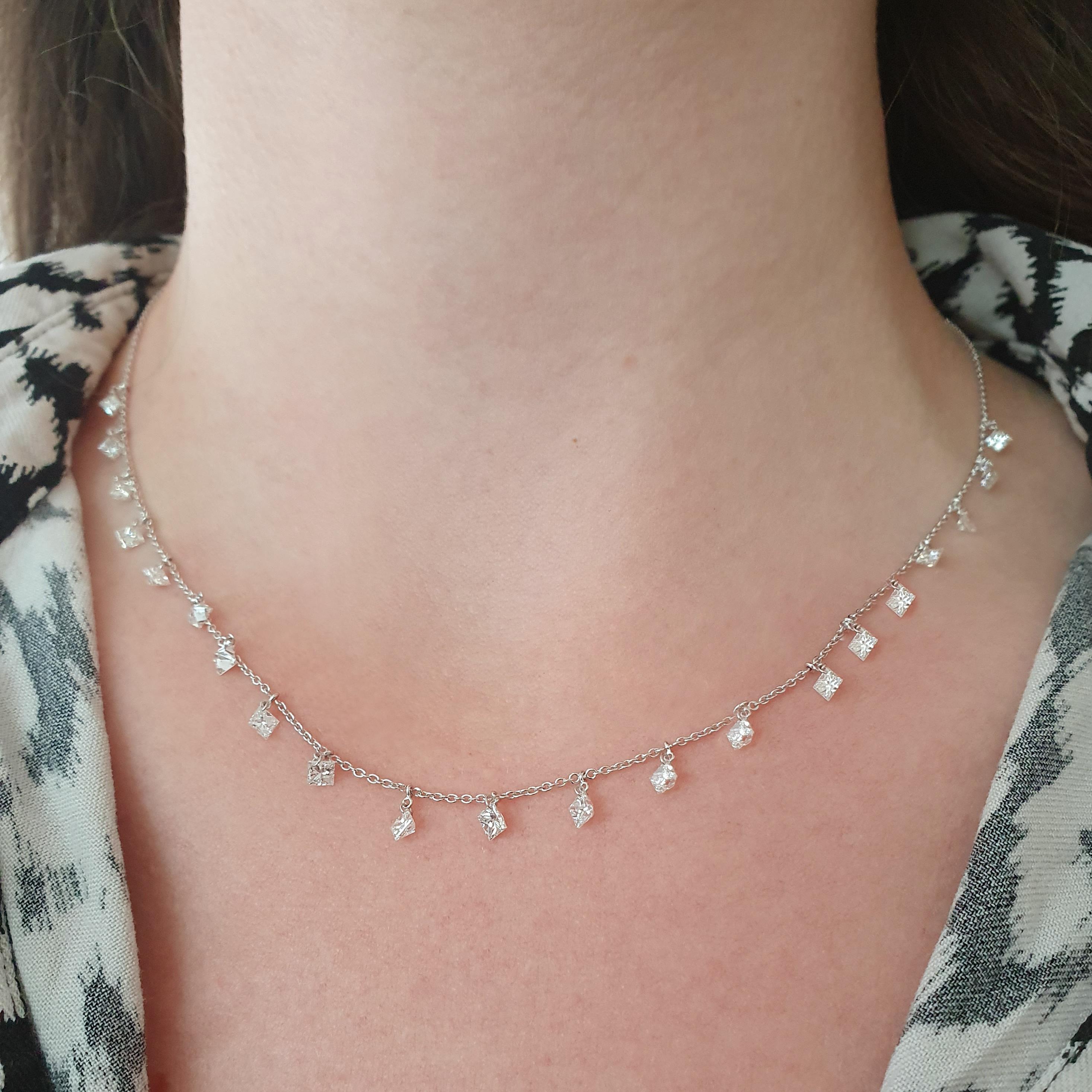 Necklace Princess Diamond White Gold 18K For Sale 1