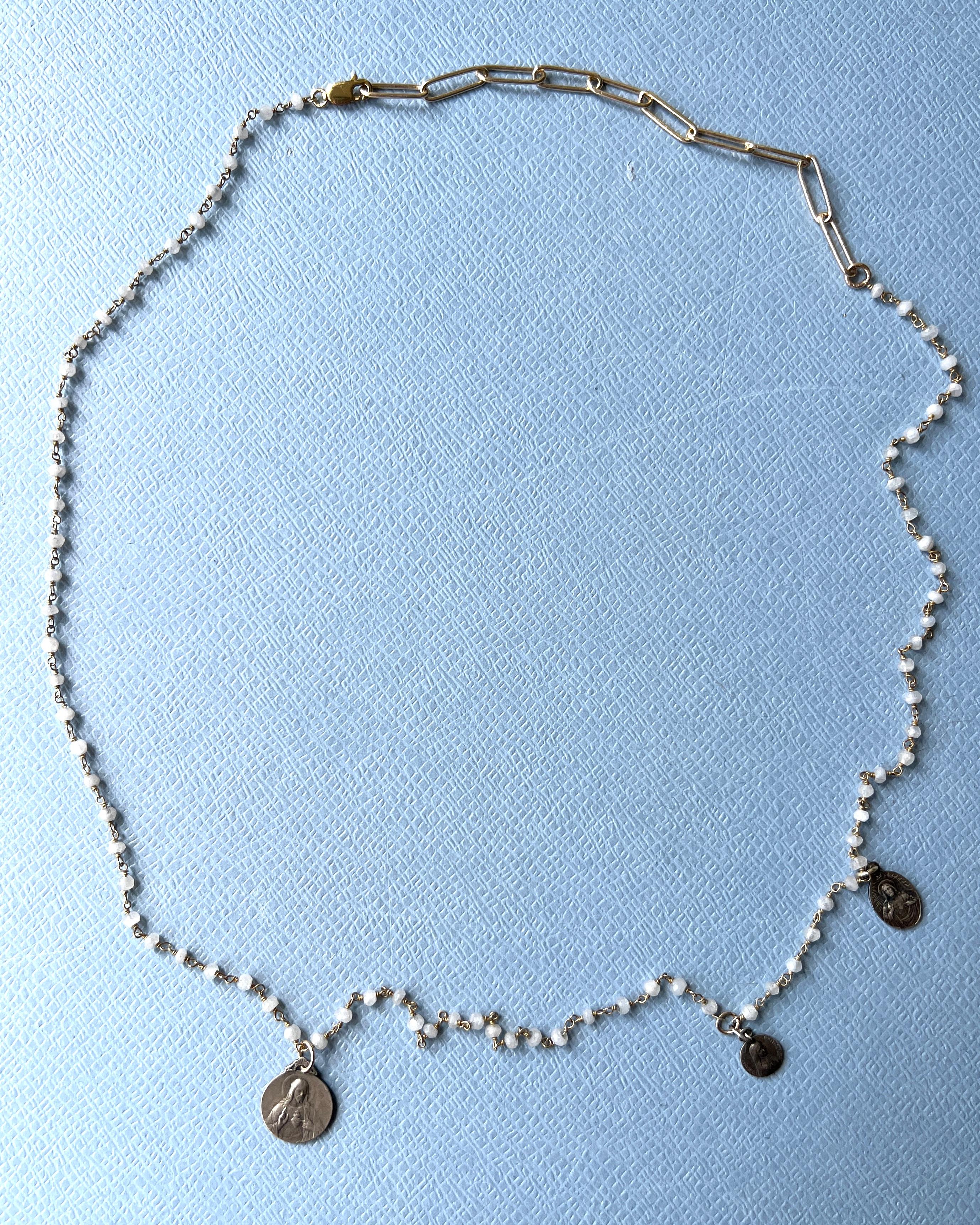 Necklace Rosario French Virgin Mary Medals en vente 5