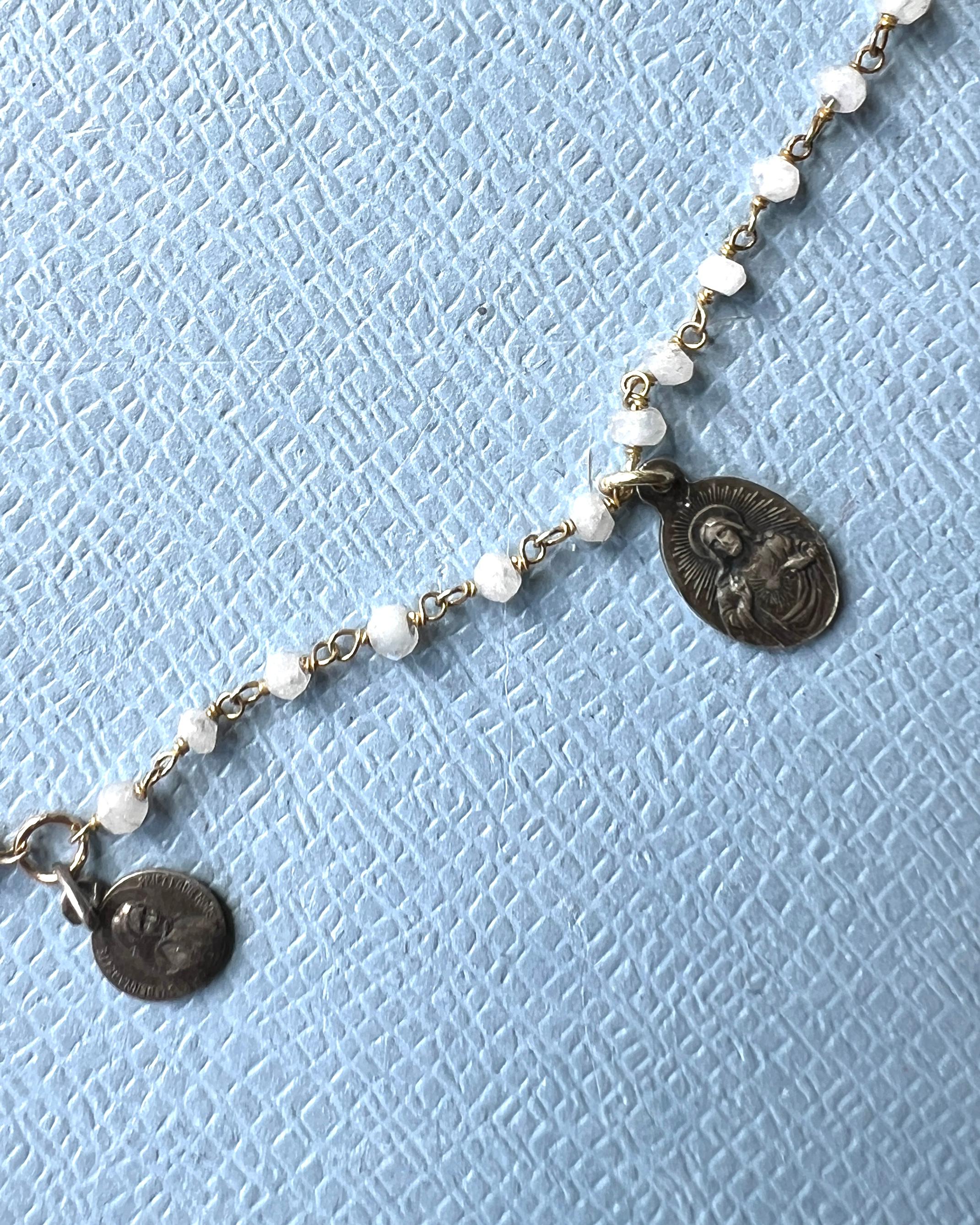 Necklace Rosario French Virgin Mary Medals en vente 9