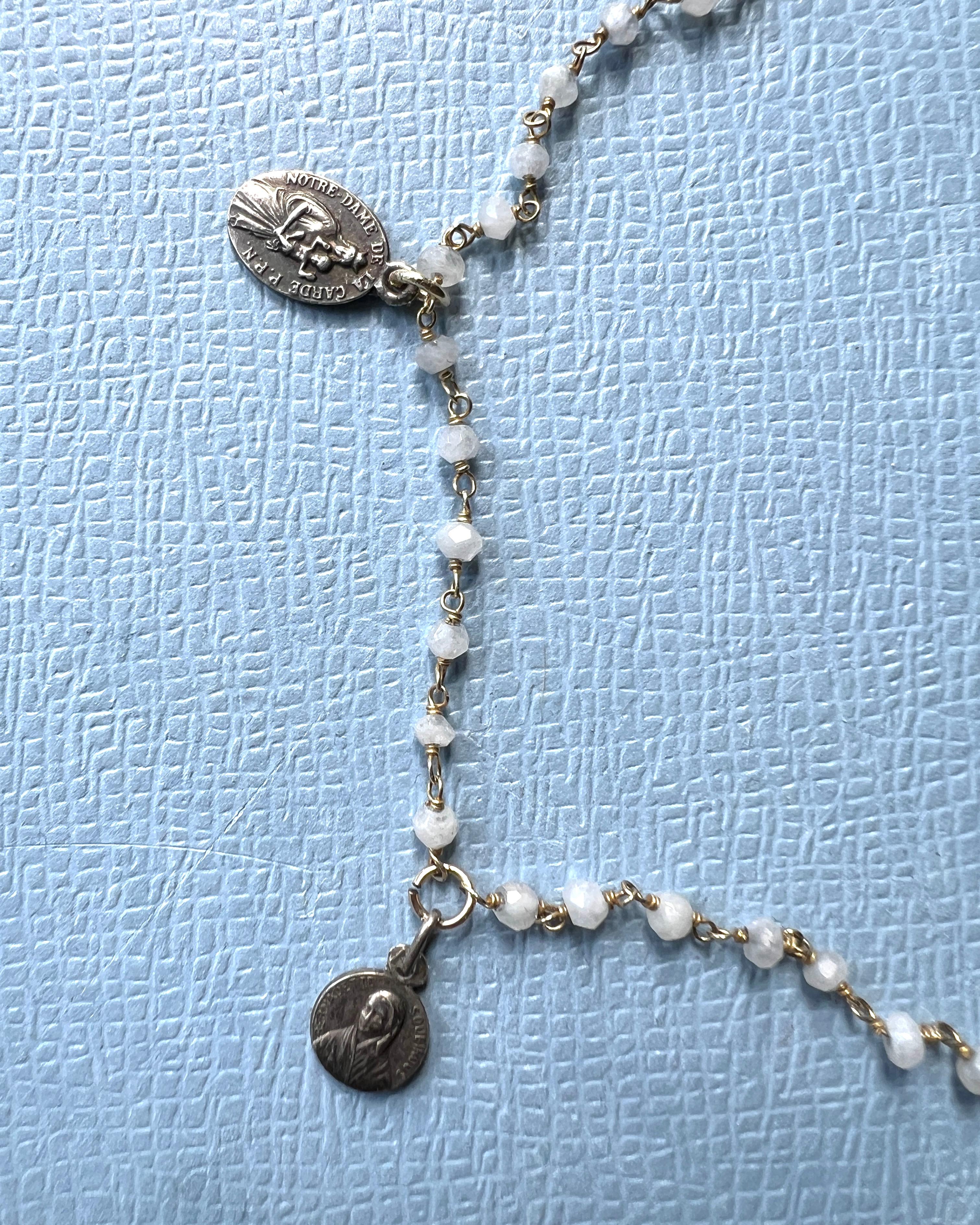 Necklace Rosario French Virgin Mary Medals en vente 1