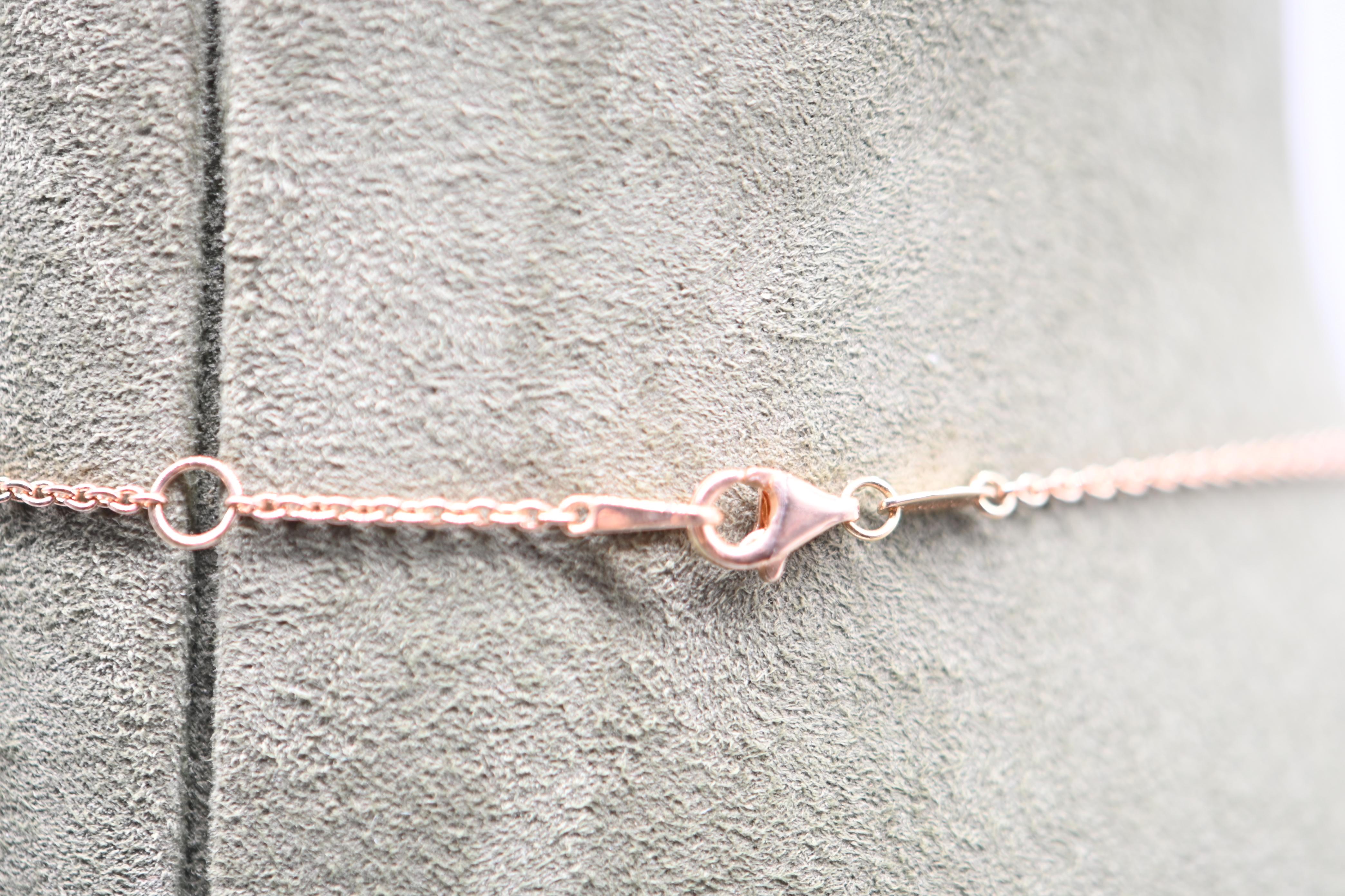 Necklace Saphir Vivid Blue, Diamond, Rose Gold 18 Carats In New Condition For Sale In Vannes, FR