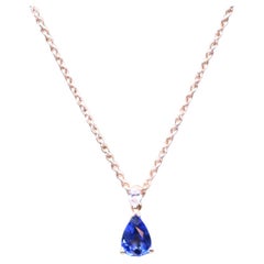 Necklace Saphir Vivid Blue, Diamond, Rose Gold 18 Carats