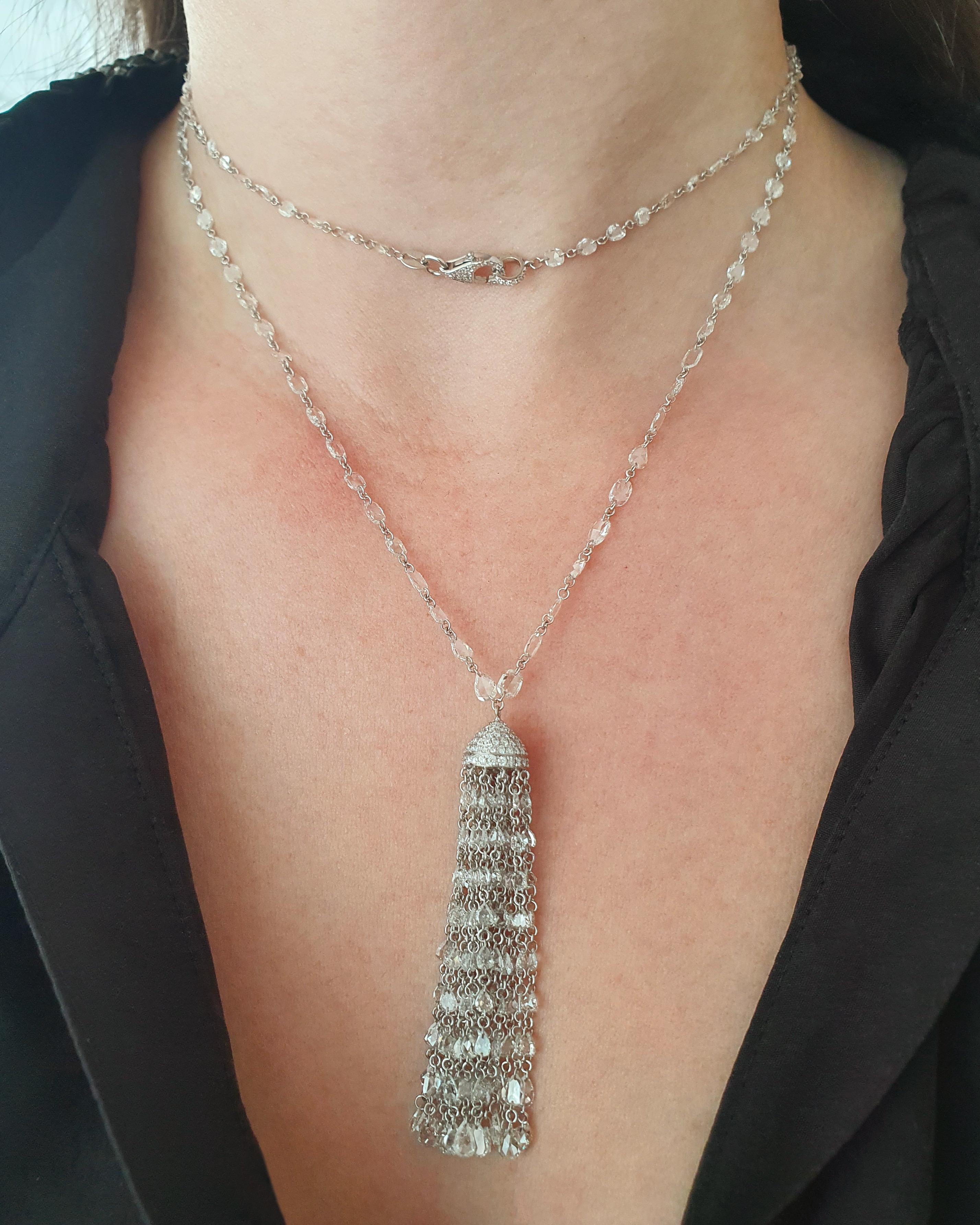Women's or Men's Necklace Sautoir Diamond White Gold 18K For Sale
