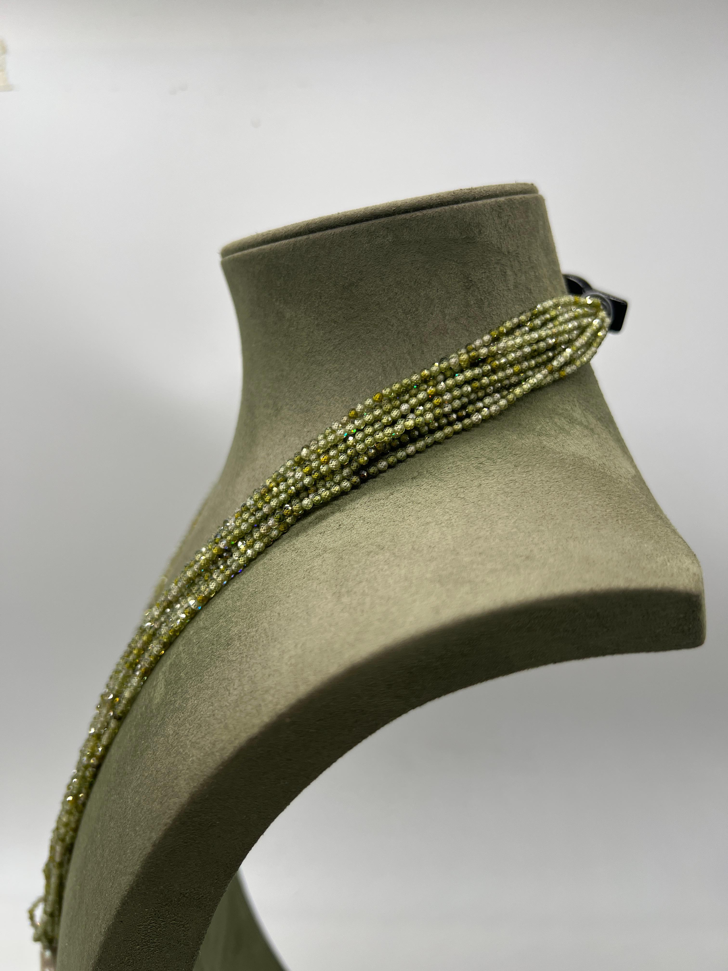 Collier Sautoir Zirconia perle verte bakélite baroque Neuf - En vente à Vannes, FR