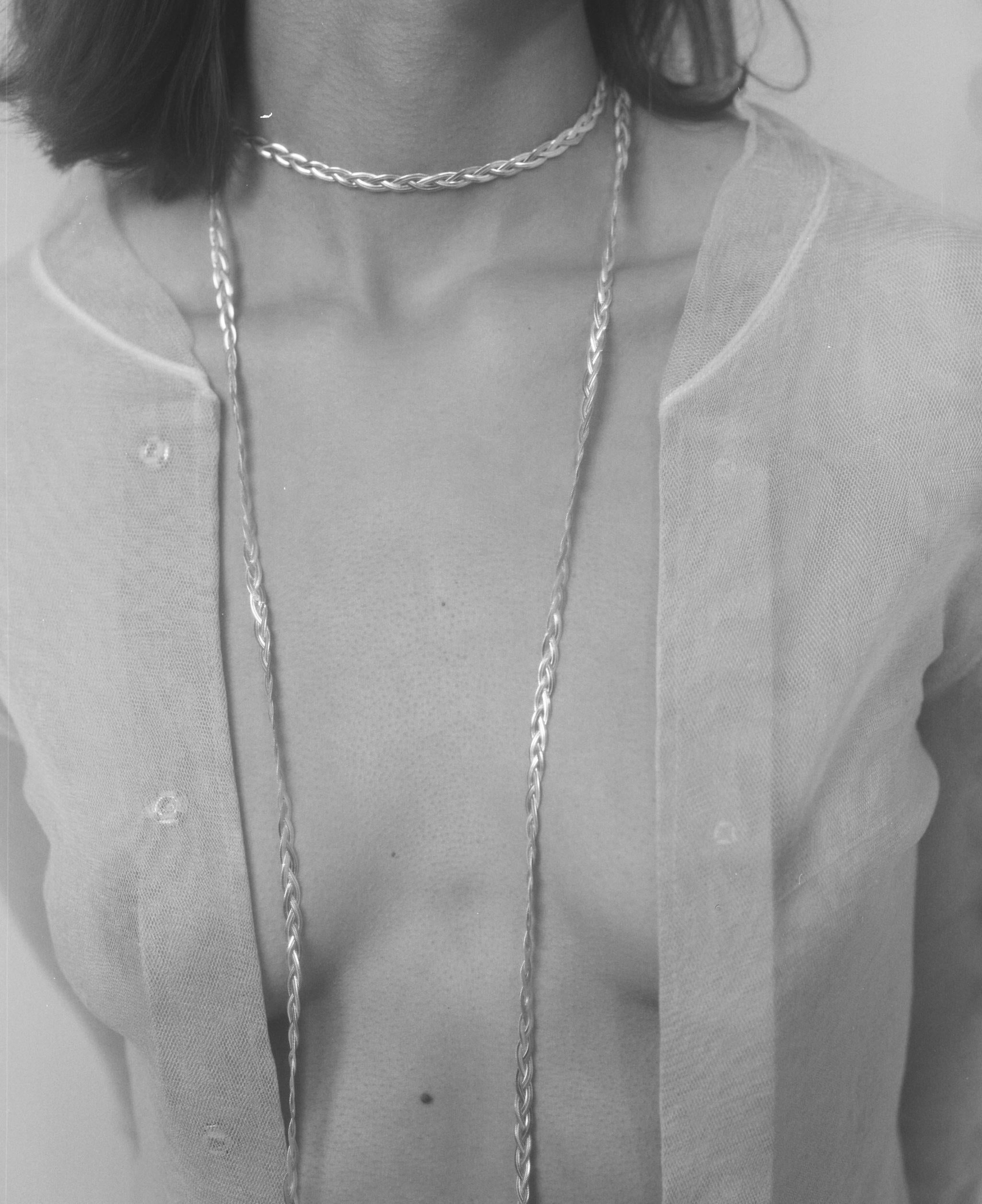 Contemporary Necklace Scarf Snake Chain Mixed Metals Greek Jewelry For Sale