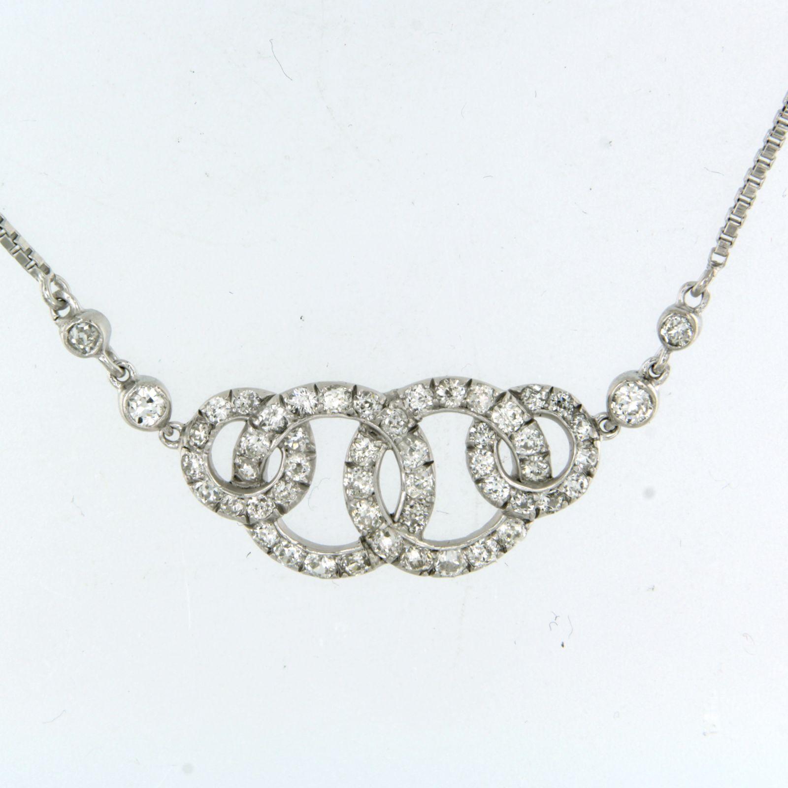 Halskette mit Diamanten besetzt 14k Weißgold im Zustand „Gut“ im Angebot in The Hague, ZH
