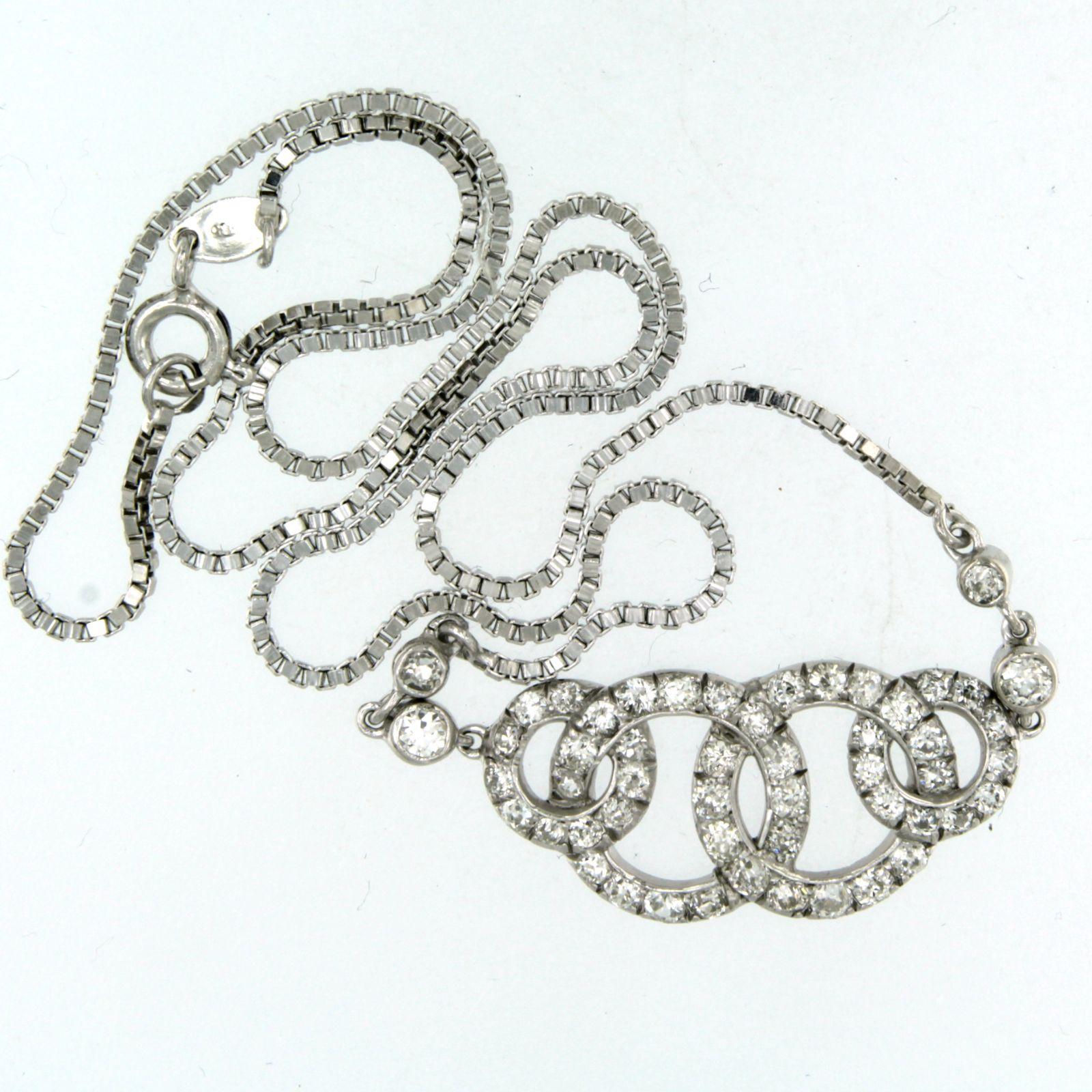 Women's Necklace set with diamonds 14k white gold For Sale