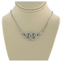 Antique Necklace set with diamonds 14k white gold