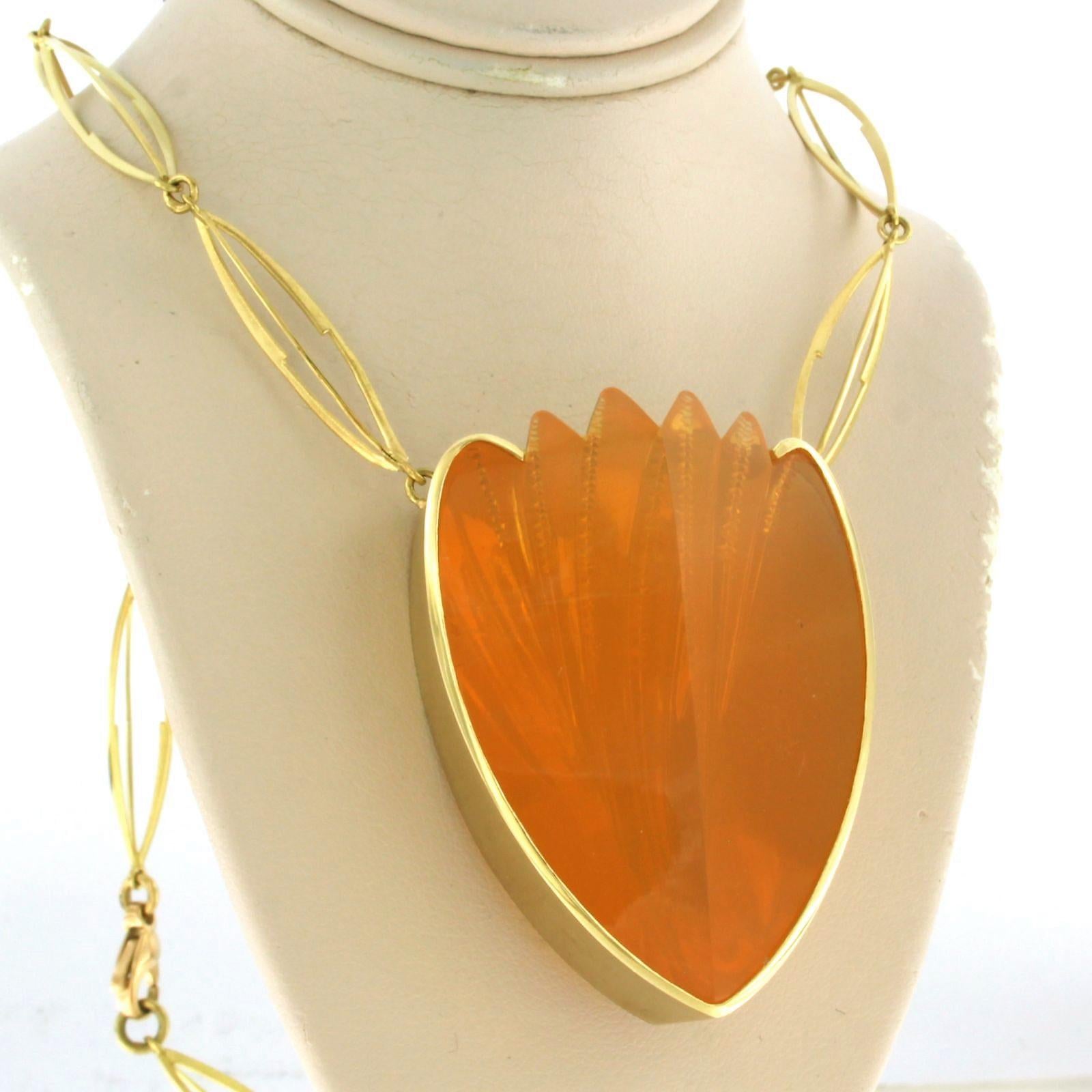 Halskette mit Opal aus 18k Gelbgold - 53 cm lang (Moderne) im Angebot