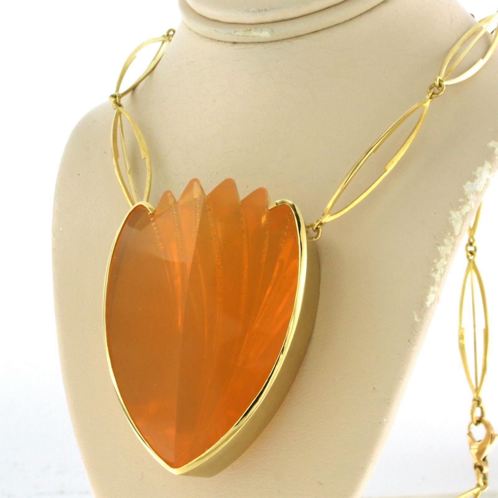 Halskette mit Opal aus 18k Gelbgold - 53 cm lang (Gemischter Schliff) im Angebot