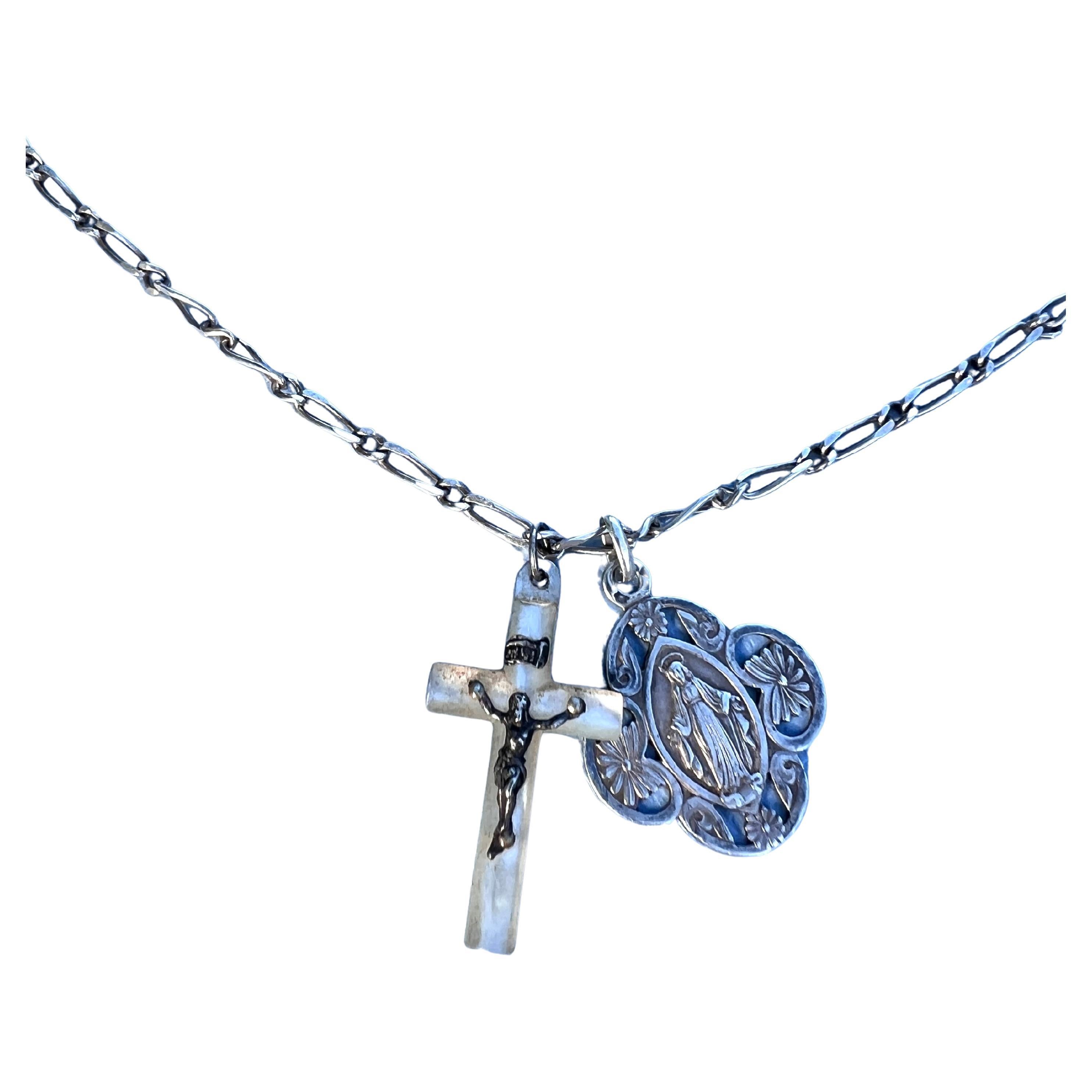 Halskette Silber Perlmutt Kruzifix Vintage By