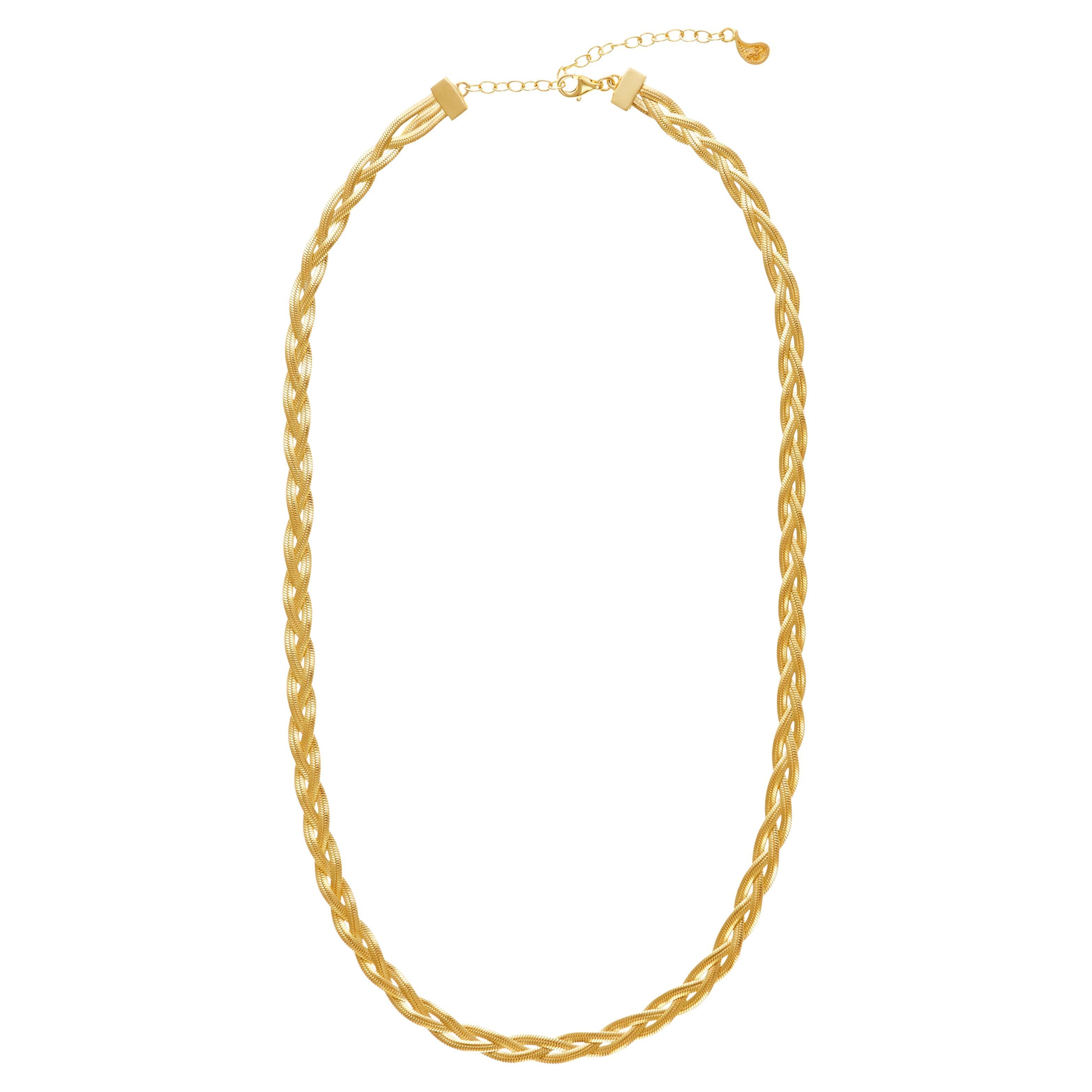 Necklace Slim Braid Liquid Minimal Snake Chain 18 Karat Gold-Plated Silver Greek For Sale
