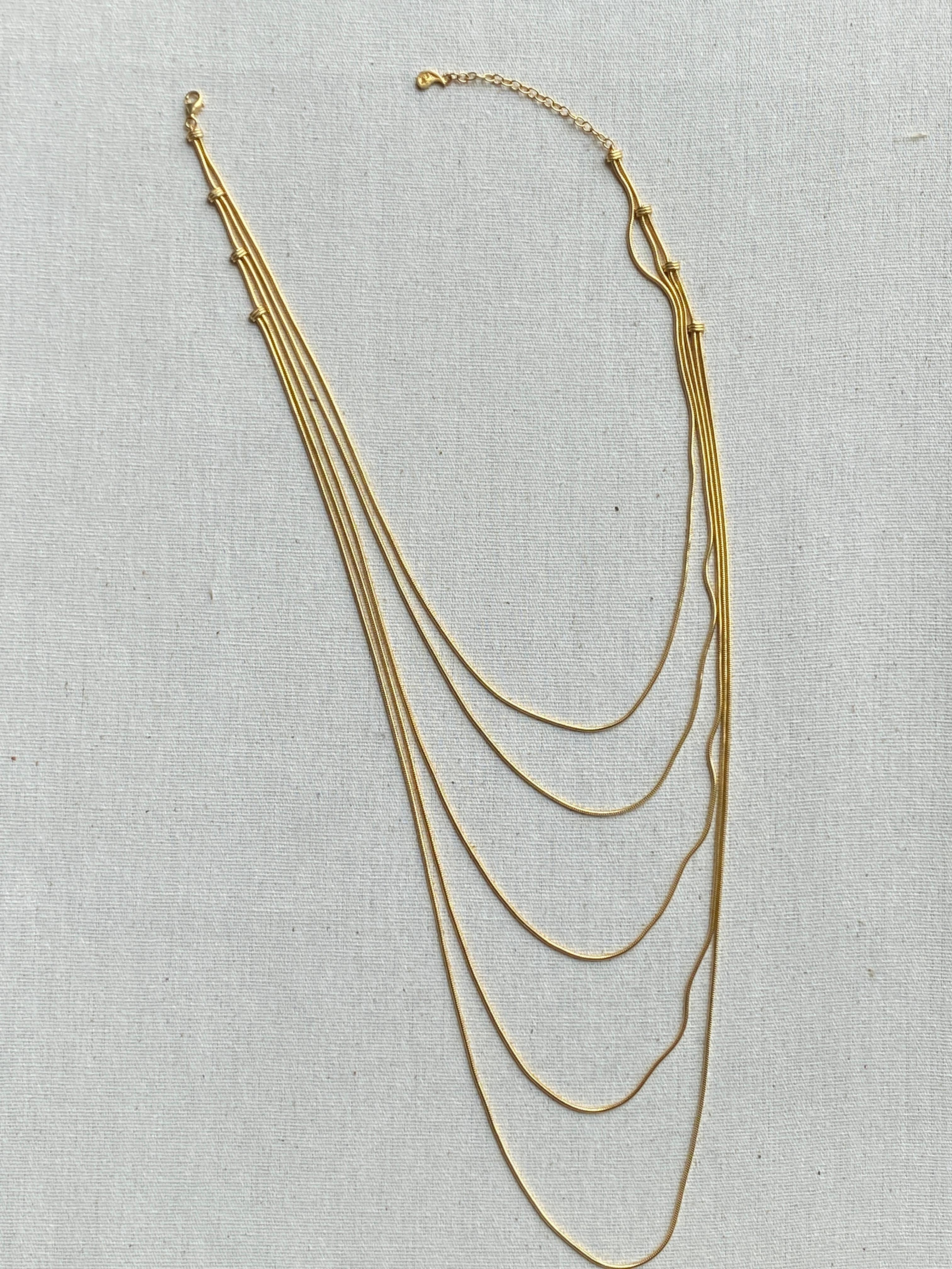 Necklace Snake Chain Minimal Long Movement 18K Gold-Plated Silver Greek Jewelry For Sale 5