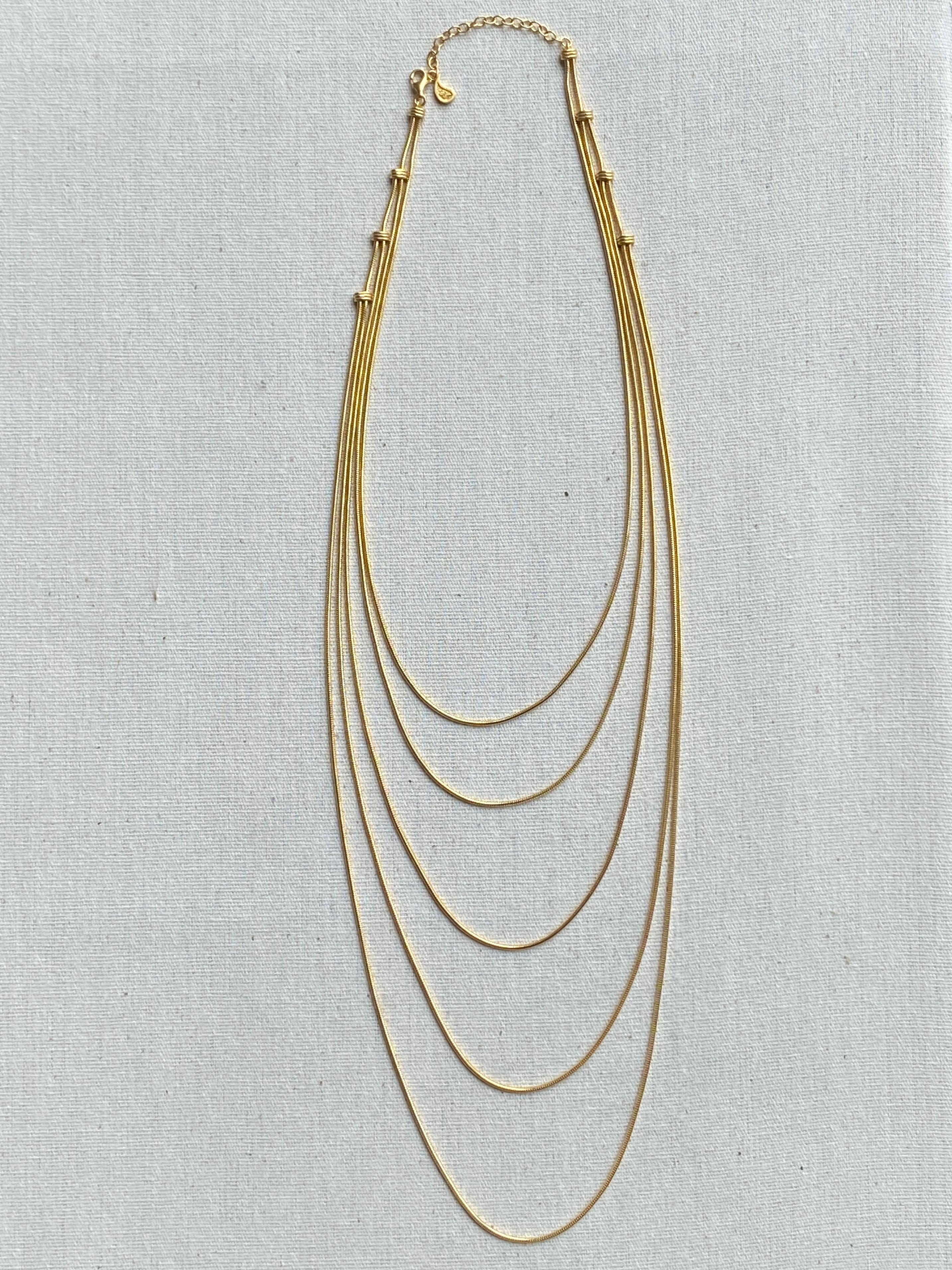 Necklace Snake Chain Minimal Long Movement 18K Gold-Plated Silver Greek Jewelry For Sale 3