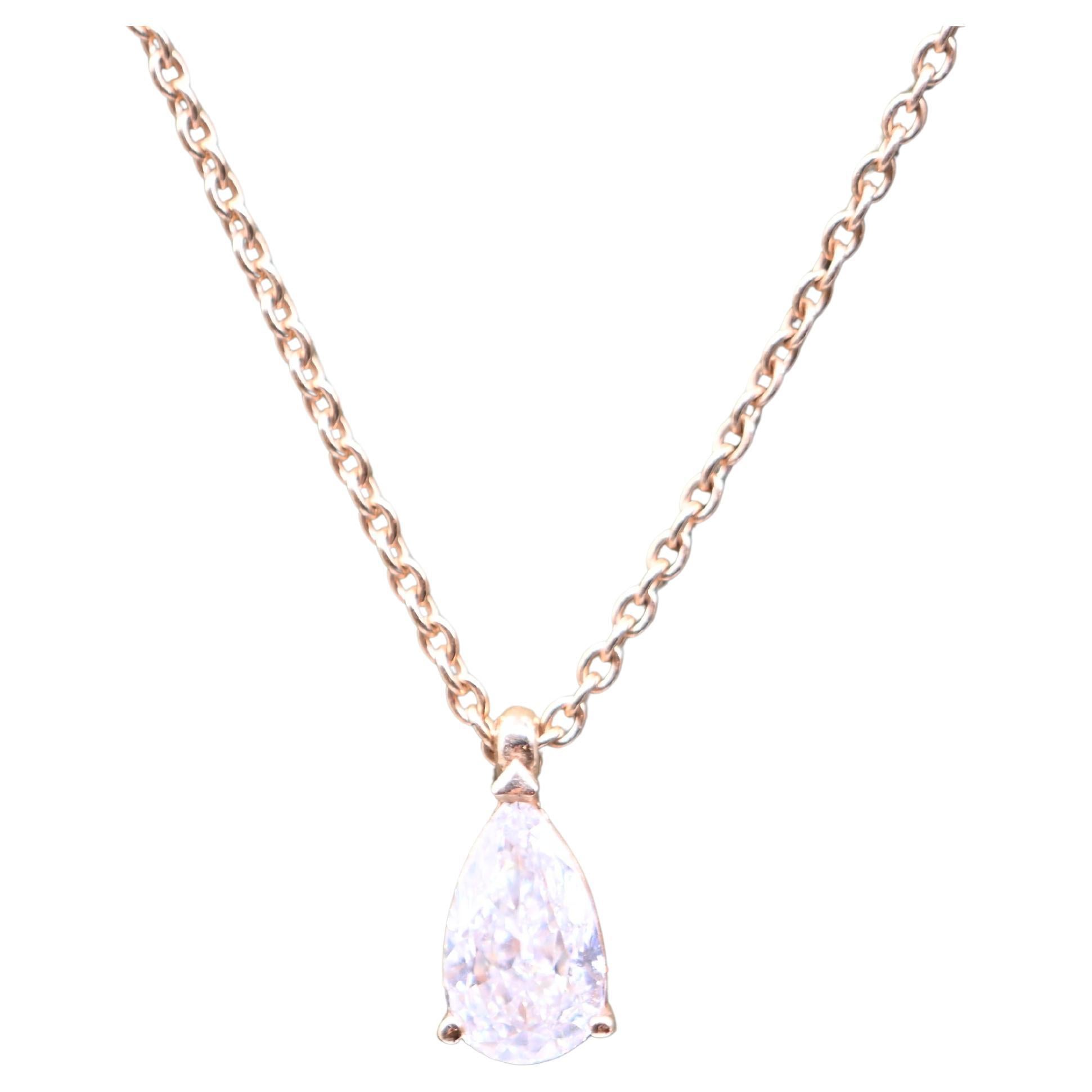 Necklace Solitaire Diamond , 18-Carat Rose Gold