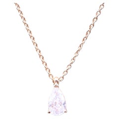 Necklace Solitaire Diamond , 18-Carat Rose Gold