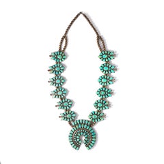 Necklace Squash Blossom, Vintage, Turquoise, Lone Mountain, 1950S