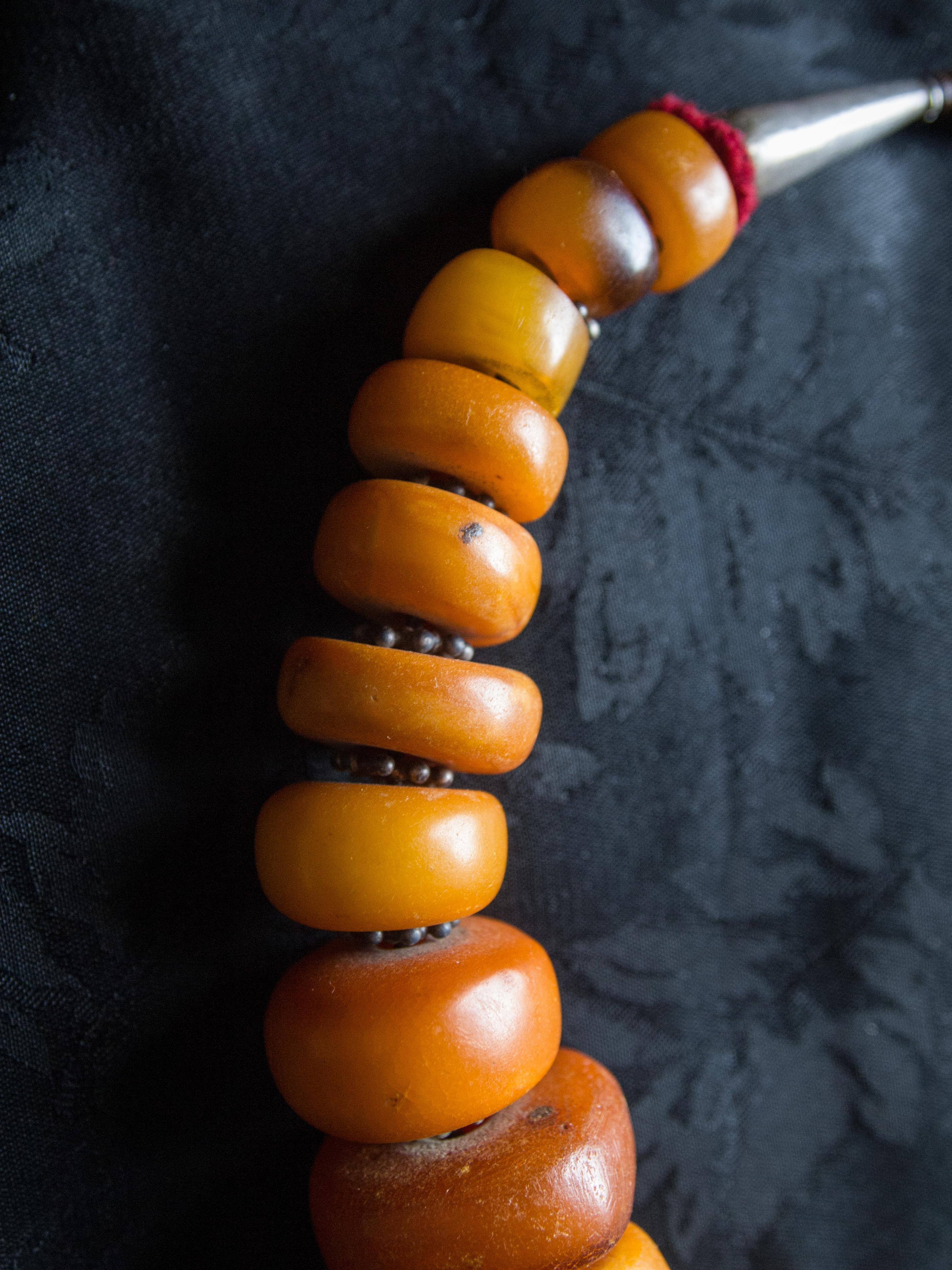 Necklace Strung with Antique Tibetan Amber Beads 2
