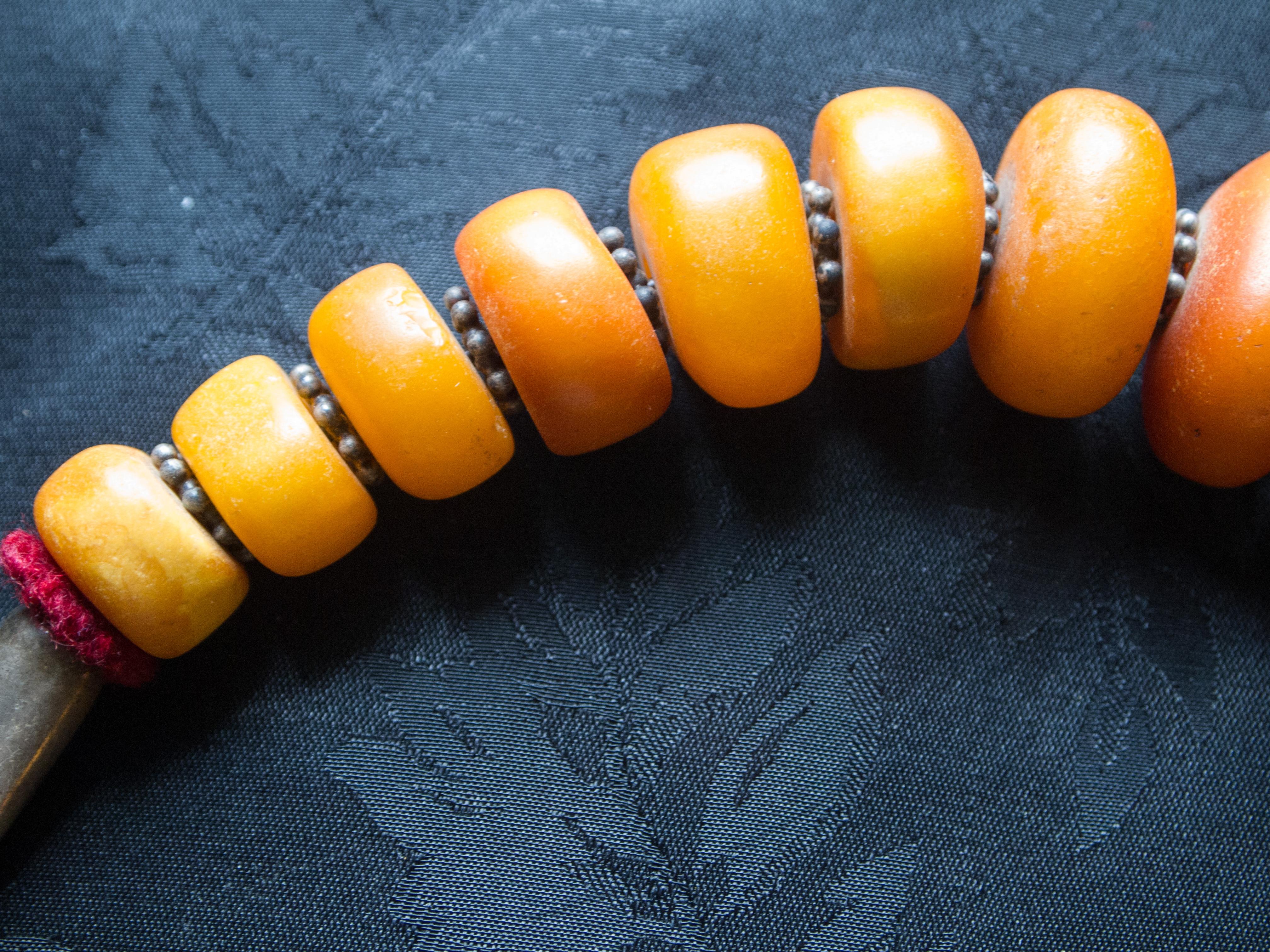 20th Century Necklace Strung with Antique Tibetan Amber Beads
