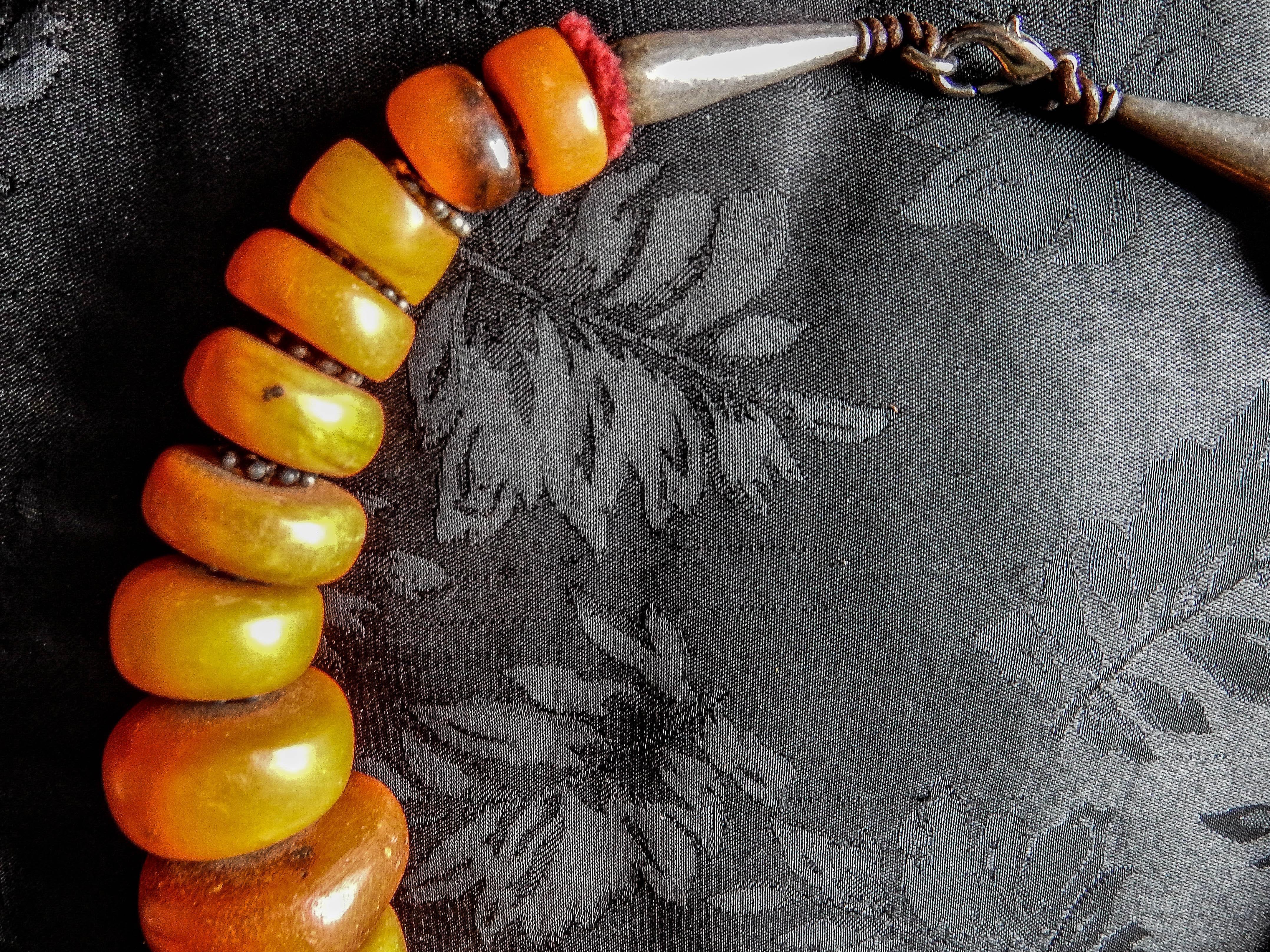 Necklace Strung with Antique Tibetan Amber Beads 1