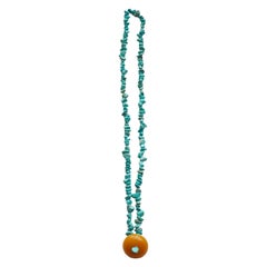 Necklace Turquoise Amber 18 Karat Gold