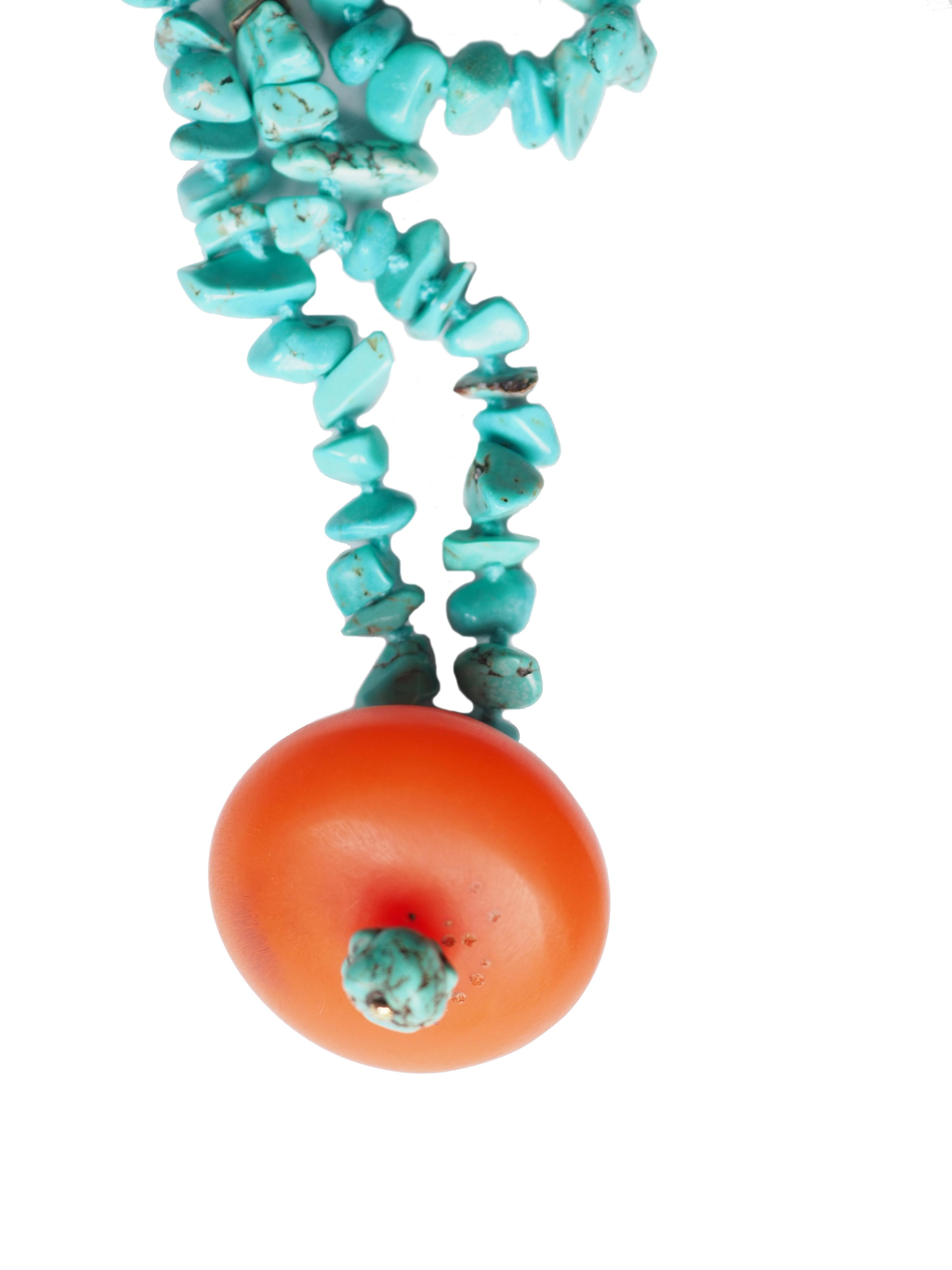 Necklace Turquoise  butter scotch Amber 18 kt Gold gr 2,3. Total lenkt 90cm.
All Giulia Colussi jewelry is new and has never been previously owned or worn. Each item will arrive at your door beautifully gift wrapped in our boxes, put inside an