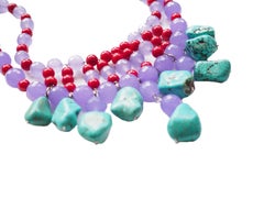 Necklace Turquoise Coral Lavander Jade Silver