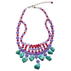 Necklace Turquoise Coral Lavander Jade Silver