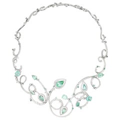 Necklace "Vol d'Abeilles" Paraiba tourmalines and EF/IF-VVS naturals diamonds.