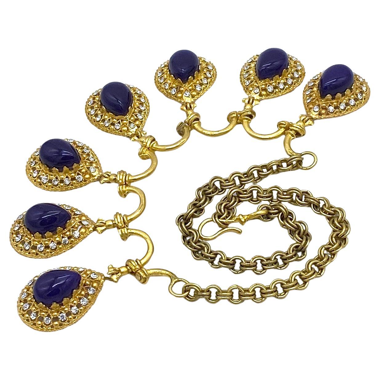 Bizantino Collana con sette ciondoli di ametista in vendita