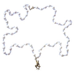 Collar Diamante Blanco Rubí Oro Mono Perla Blanca Labradorita Cuentas de Seda 30