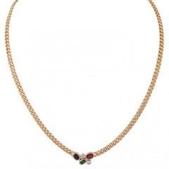 Necklace with 1 Ruby, Sapphire, Emerald