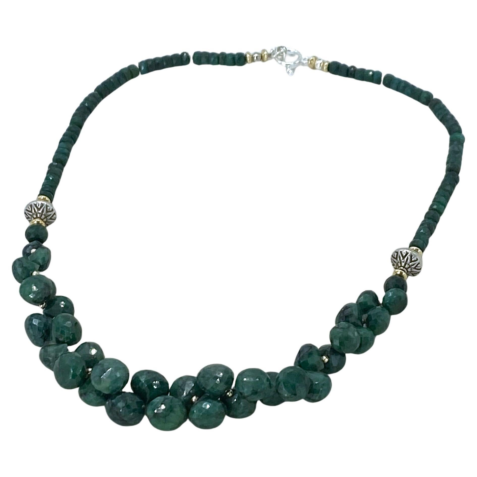 Necklace with 14K Gold Filled and Sterling Finding Green Ruby For Sale 1