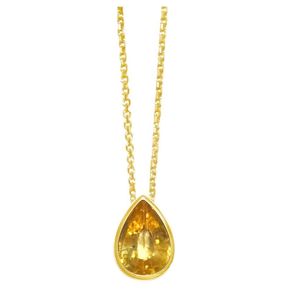 Collier en or jaune 14 carats avec saphir jaune de 1,71 carat