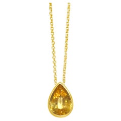 Collier en or jaune 14 carats avec saphir jaune de 1,71 carat