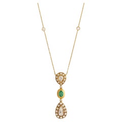 Collana con 2,28 carati di diamanti e smeraldi realizzata a mano in oro 18k