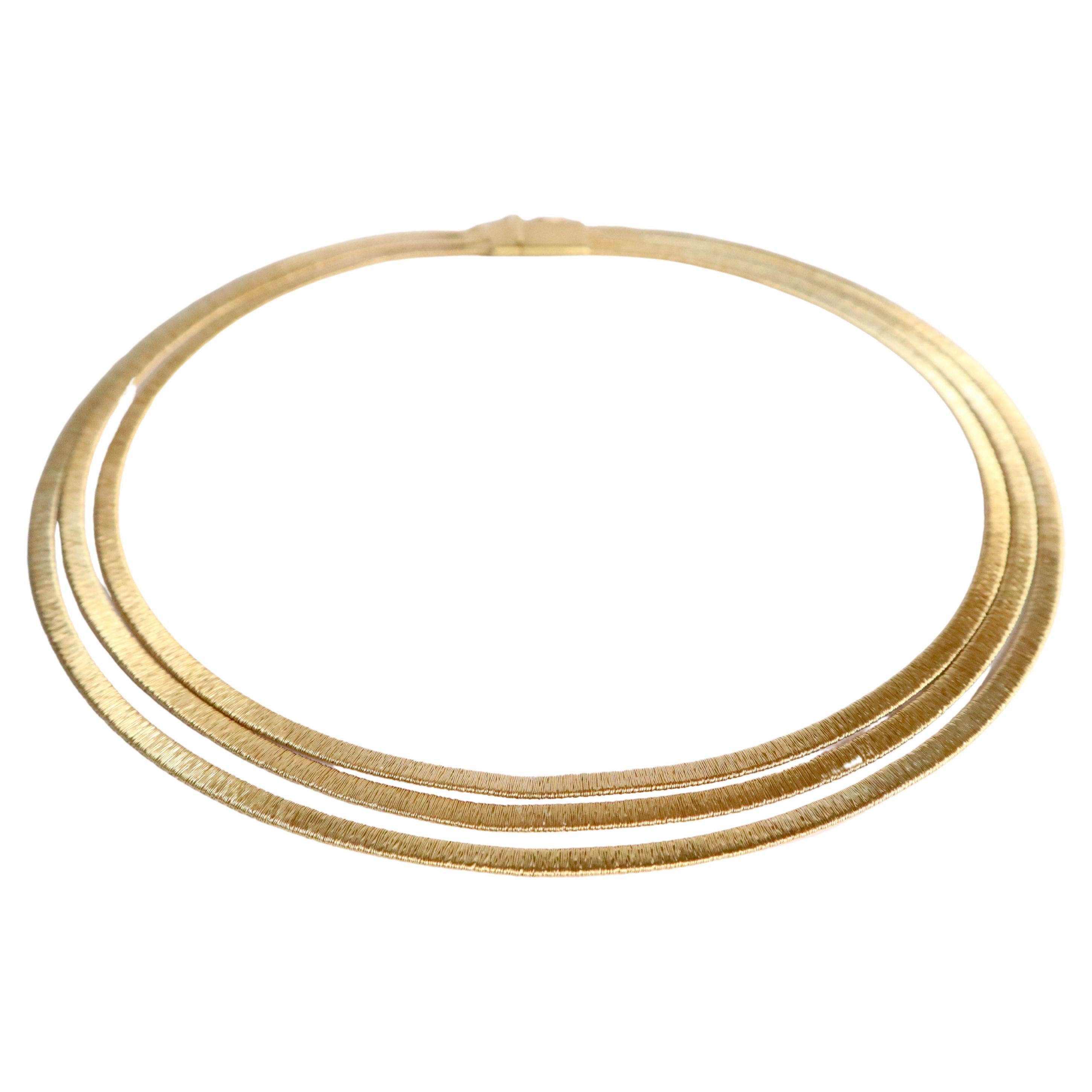 Necklace with 3 Flexible Wires in 18 Karat Yellow Gold For Sale