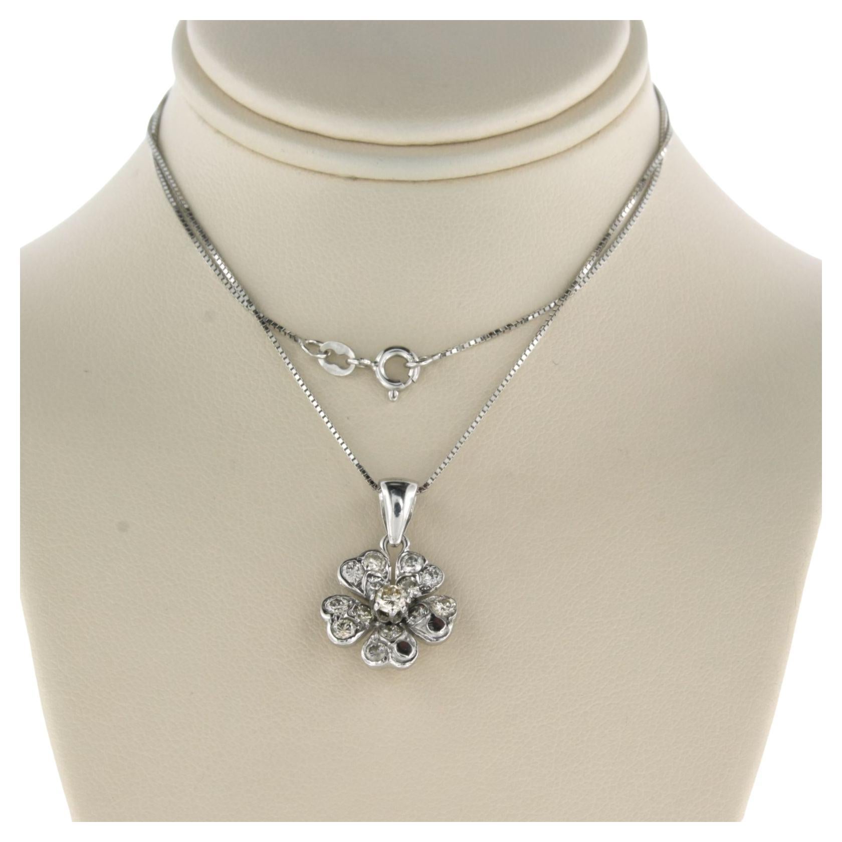 Necklace with a pendant set with brilliant cut diamonds, 18k white gold