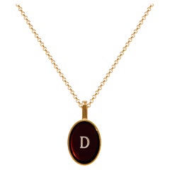 Collier avec pendentif en ambre et lettre de nom en or - D.